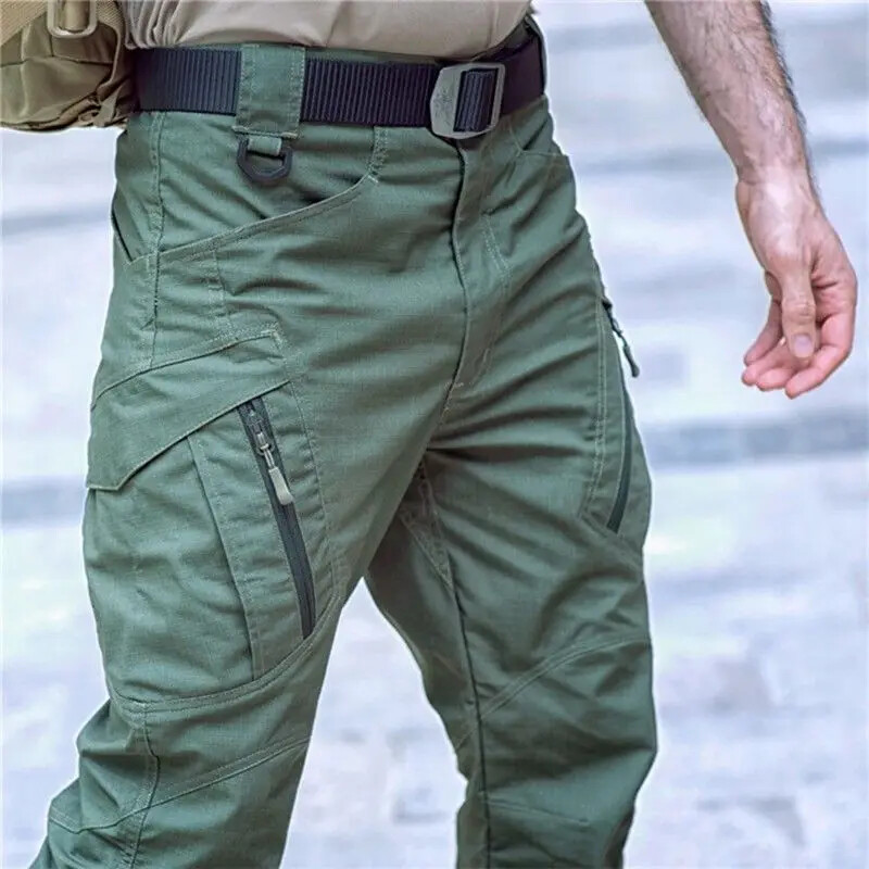 Pantalones cargo tácticos con múltiples bolsillos delgados para hombre