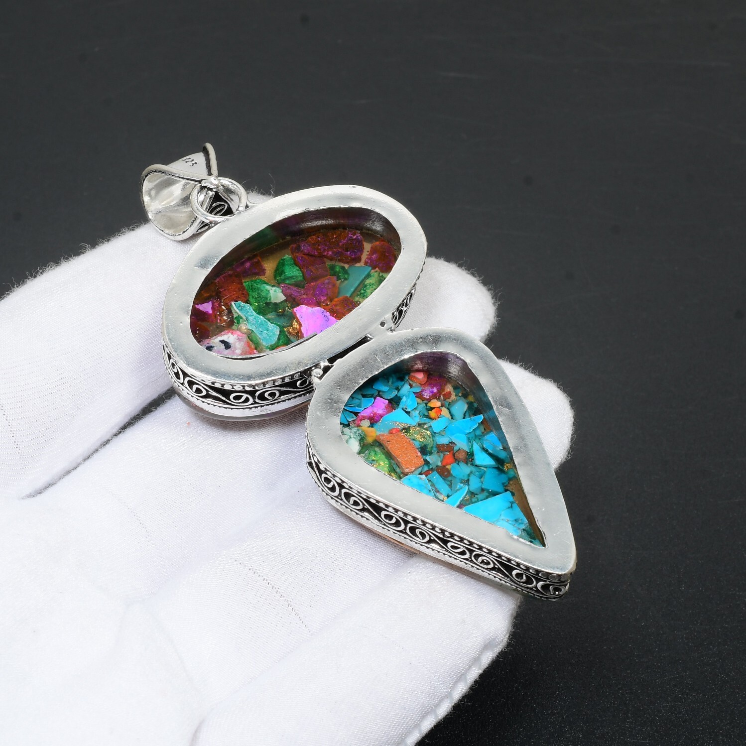 Multi Copper Turquoise Gemstone Pendant Handmade 925 Sterling Silver Pendant eBay