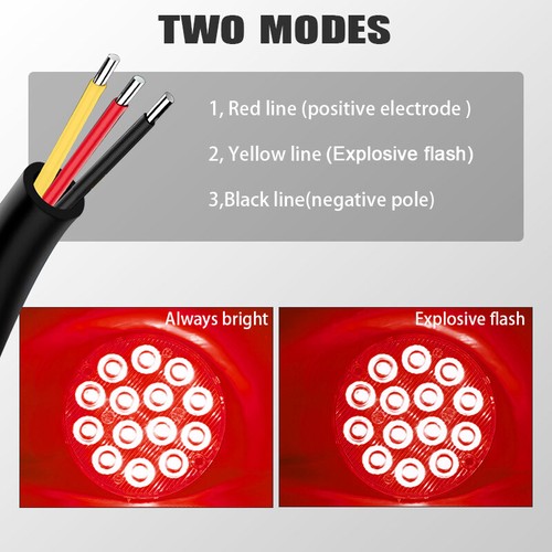 2* 3" inch Round Red 14 LED Truck Trailer Stop Turn Tail Brake Lights Waterproof - Picture 6 of 10
