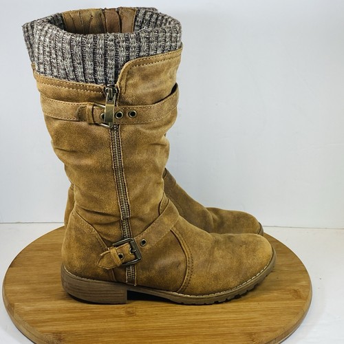 NIB Xappeal Chelsey Brown Side Zip Buckle Trim Zip Boots Girls Size 3 - Picture 2 of 7