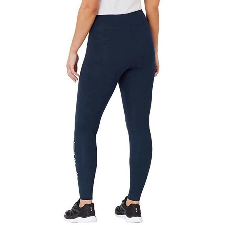 Leggings Fila blu logo vita alta cotone caviglia pavone donna taglia XS allenamento