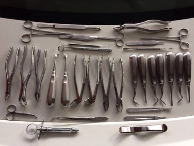 32 Pcs ORAL DENTAL EXTRACTION SURGERY EXTRACTING ELEVATORS FORCEPS INSTRUMENTS