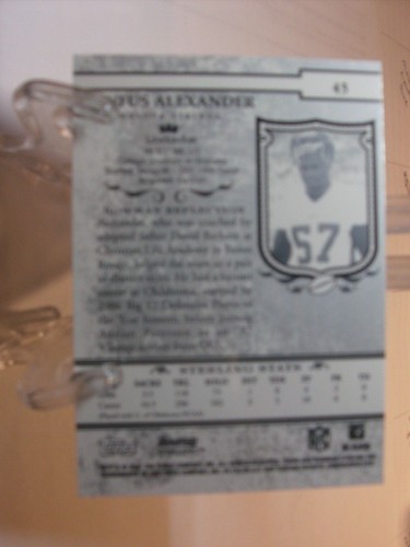 2007 Bowman Sterling Football Card #45 Rufus Alexander RC (91389) - Picture 2 of 2