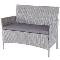 Poly-Rattan Gartenbank Hamar, Sitzbank Bank, Grau, Kissen Anthrazit