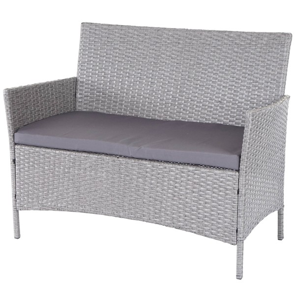 Poly-Rattan Gartenbank Hamar, Sitzbank Bank, Grau, Kissen Anthrazit-image