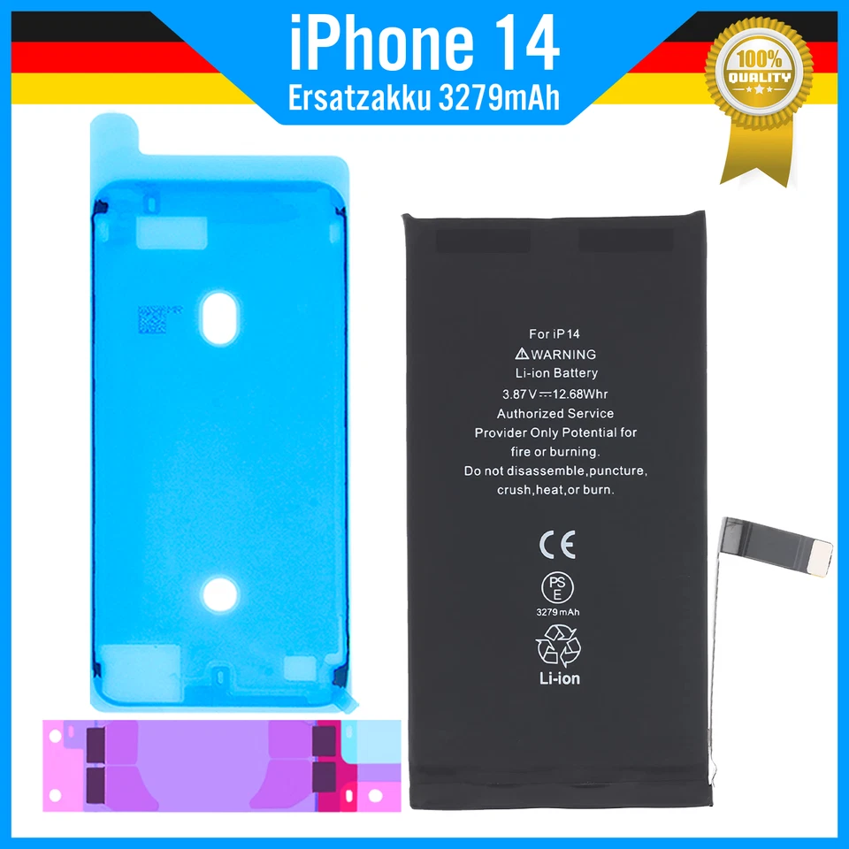 PROBAGZ Ersatz Akku für iPhone 14 + Rahmenkleber