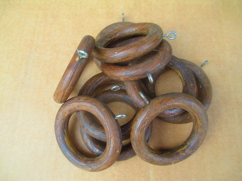 CURTAIN DRAPERY RINGS (10 ) ? wood OAK ? or ? FAUX OLD Antique | eBay