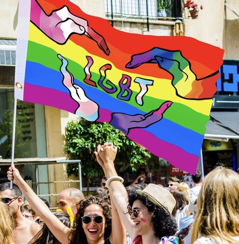 LGBT Unique Large 5ft x 3ft Hands Flag With 20 Bunting Flags. Pride. - Picture 4 of 9