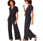 J. Jill Jumpsuit Black Floral Large Button Front Wide Leg Relaxed Bohemian Soft