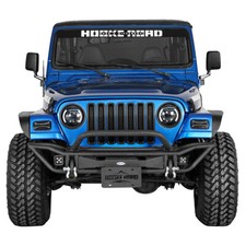 Textured Tubular Grille Guard Front Bumper W Light Fit Jeep Wrangler Tj 97-06