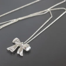 TIFFANY&Co. Ribbon Chain Necklace 45cm SV925 Authentic 5770A