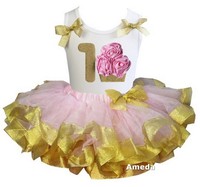 Light Pink Gold Tutu Pink 1st Rosettes Gold Cupcake Birthday Party Dress Light Pink Gold Tutu Pink 1st Rosettes Gold Cupcake Birthday Party Dress