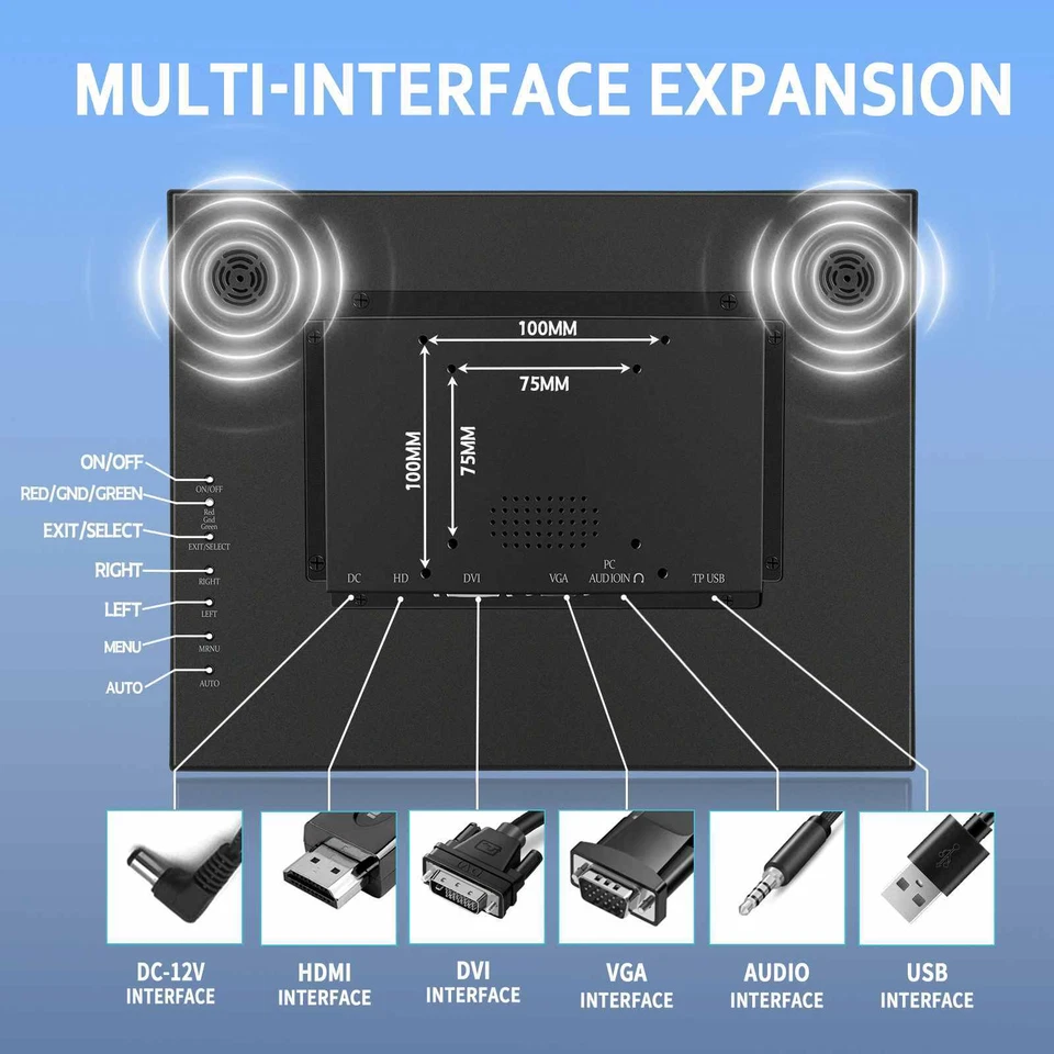 15" 1024x768 Industrial Resistive Touch LCD Monitor HD VGA DVI Input Port - Bild 3 von 4