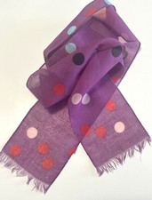 Vintage Ray Strauss Silk Scarf Purple polka Dot print 4"x 53" Mod 1960  s