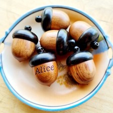 Engraved Wooden Acorn Mini Box Decorative Pendant Sandalwood  30mm x 20mm approx
