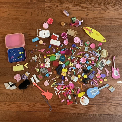 Vtg 80s 90s Huge Barbie Dreamhouse Accessories Jewelry Clothing Lot