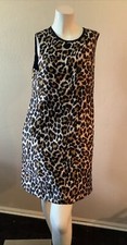 J Crew Black Brown Shift Sleeveless Animal Print Dress Sz 6