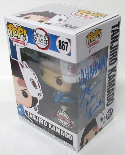 Funko POP 867 Tanjiro Kamado Special Ed Signed By Bryce Papenbrook Inosuke *READ
