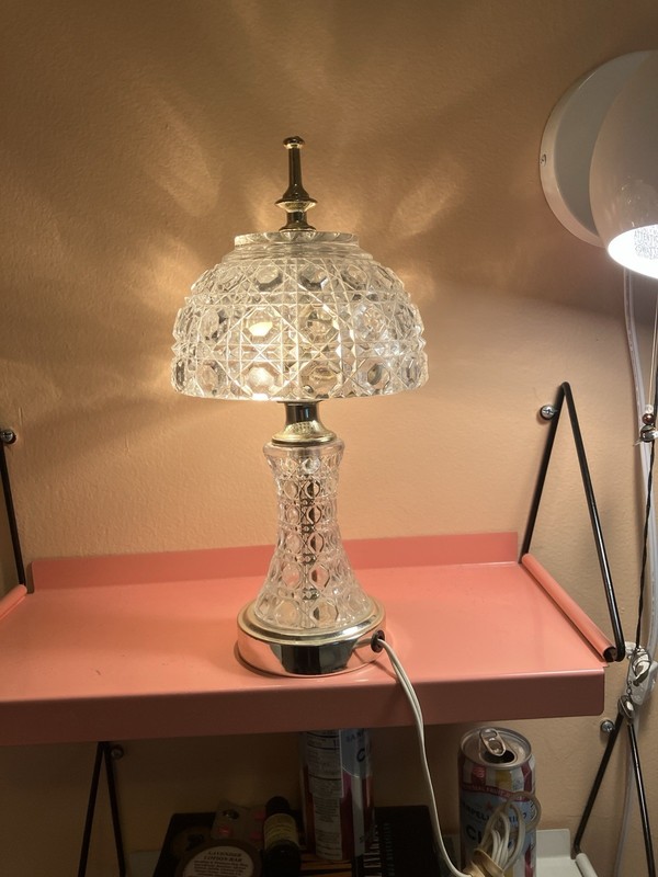 VTG Boudoir Table Lamp 12" Underwriter Laboratories Crystal
