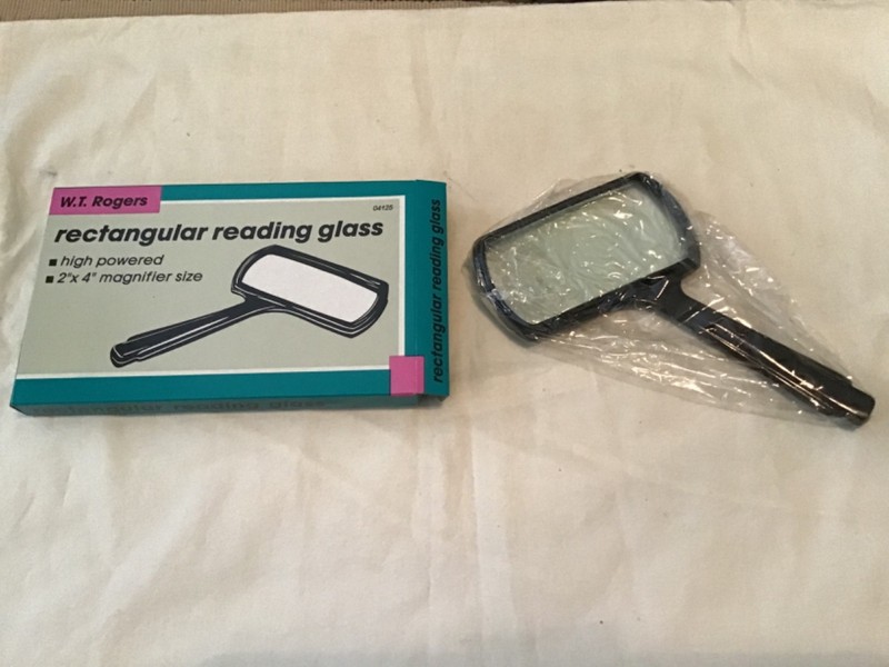 M.T. rogers rectangular reading glass