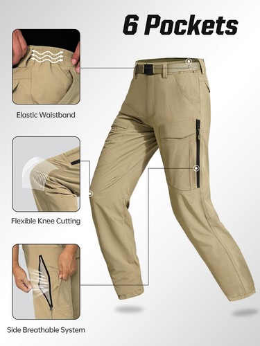 Men's Hiking Pants Water Resistant Quick Dry Lightweight Tactical Cargo Work ... - Picture 4 of 7