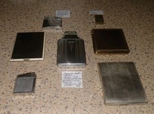 Vintage Lot Of 7 Cigarette Lighters & Metal Cigarette/Card Holder Cases UNTESTED