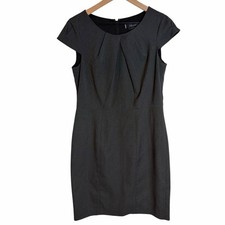 Anne Klein Gray Stretch Sheath Dress Cap Sleeve Career Work Size 6