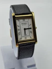 vintage seiko slim quartz men's wrist watch White Dial Leather Strap