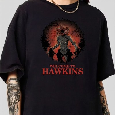 Hawkins Horror T-Shirt | Retro Monster Graphic Tee | Dark Sci-Fi Shirt