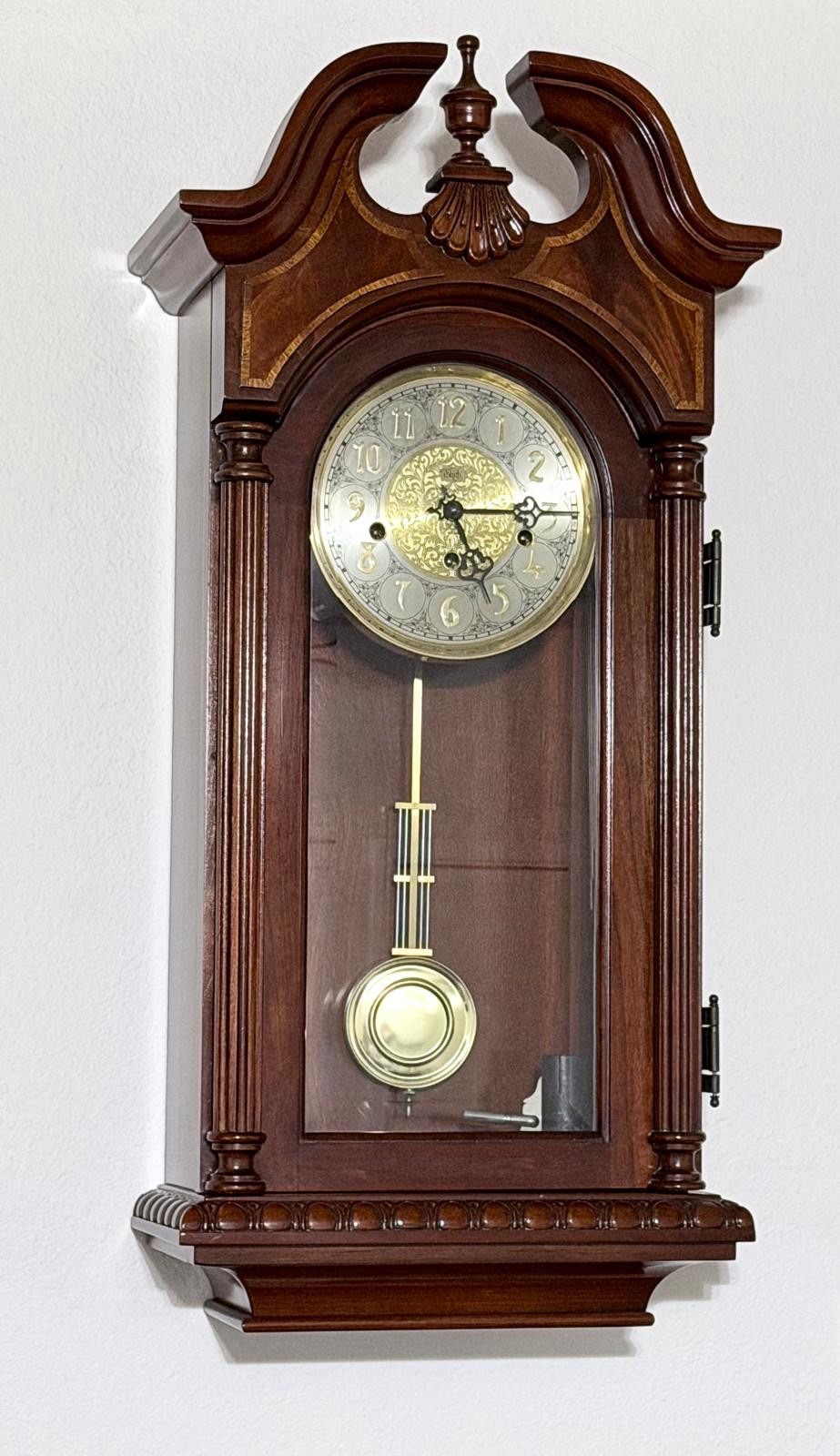 Sligh Farington Wall Clock, Key Wound Westminster Chime Franz Hermle German