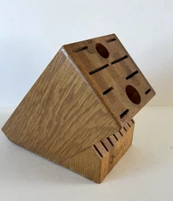 Cutco 1748 Homemaker 18 Slot Knife Block Wood Honey Gold Oak 8 Steak Knife Slots