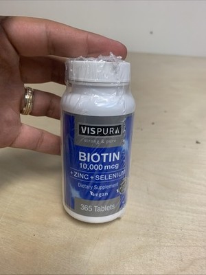 Biotin 10000 mcg with Zinc, Selenium, 365 Tablets 12 Months Vegan & Extra Strong