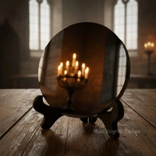 Obsidian Scrying Mirror Black Crystal Plate with Stand Home Decor Healing Gift