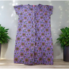 VTG Carol s Collection House Coat Sz L Floral Pearl Snap Robe Granny Core