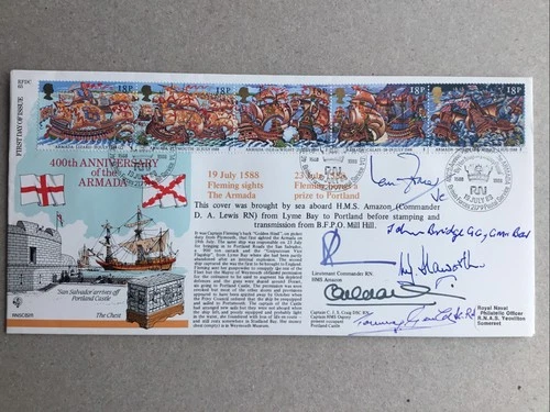 1988 RFDC Spanish Armada FDC Full Set Stamps Sig Fraser, Gould, Haworth, Bridge.