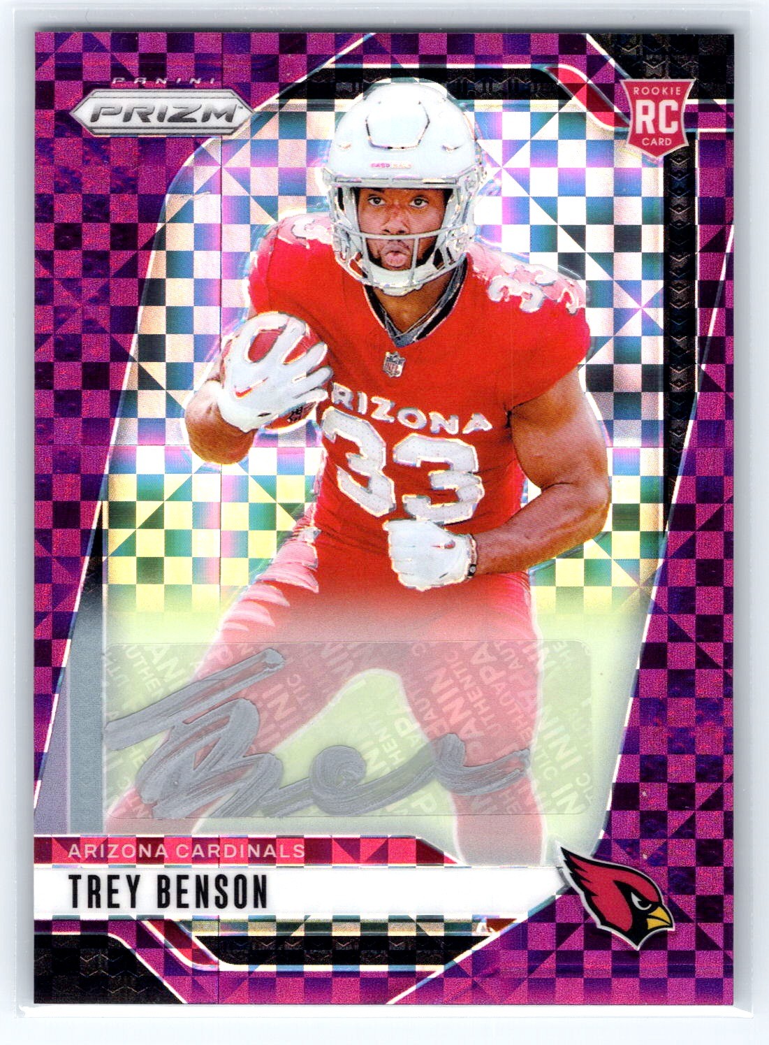 Trey Benson 2024 Prizm Purple Power Prizm Rookie Auto SP! 12/49! Cardinals