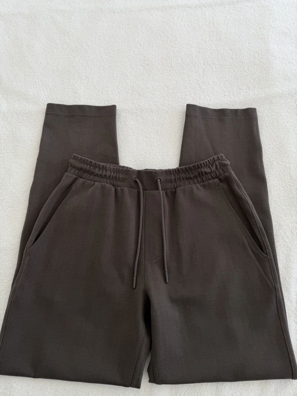 M&S Small Cotton Rich Herringbone Joggers in Mole