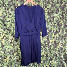 Banana Republic Blue Wrap Dress Women’s Size 6 3/4 Sleeve Midi