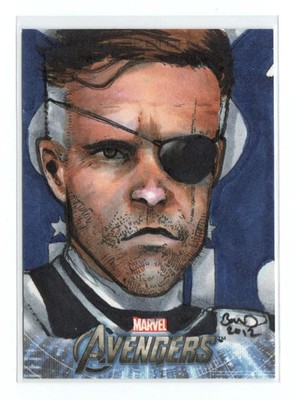 Avengers Assemble Marvel Upper Deck 2012 Artist Sketch Card 1/1 Bard - Nick Fury