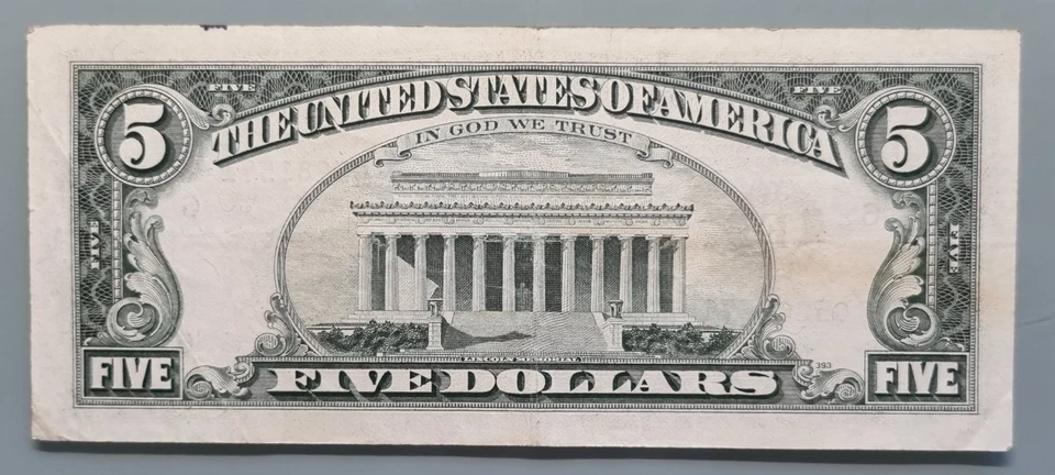 1988 Five Dollar Federal Reserve Note $5 STAR NOTE Circulated #96460 - Image 2 of 2