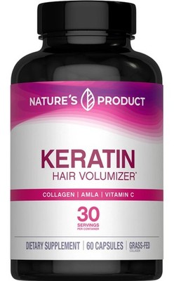 Nature's Product Keratin Hair Volumizer Biotin Collagen 30 Servings EXP 11-2027