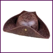 Faux Leather Pirate Hat Brown Captain Masquerade Cosplay Costume Party Prop