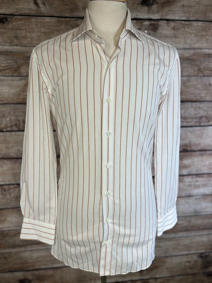 Camisa Cesare Attolini Algodón Lino Talla 43 - 17 (se adapta más pequeña) bs77 Foto 2 de 4
