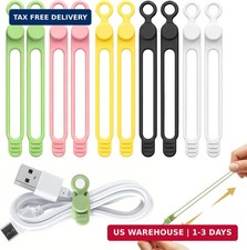10 Pcs Silicone Cable Ties, Reusable Data Cable Organizer for Home Office