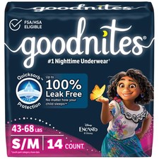 Goodnites Girls' Nighttime Bedwetting Underwear, Size S/M 43-68 lbs , 14 Ct,...