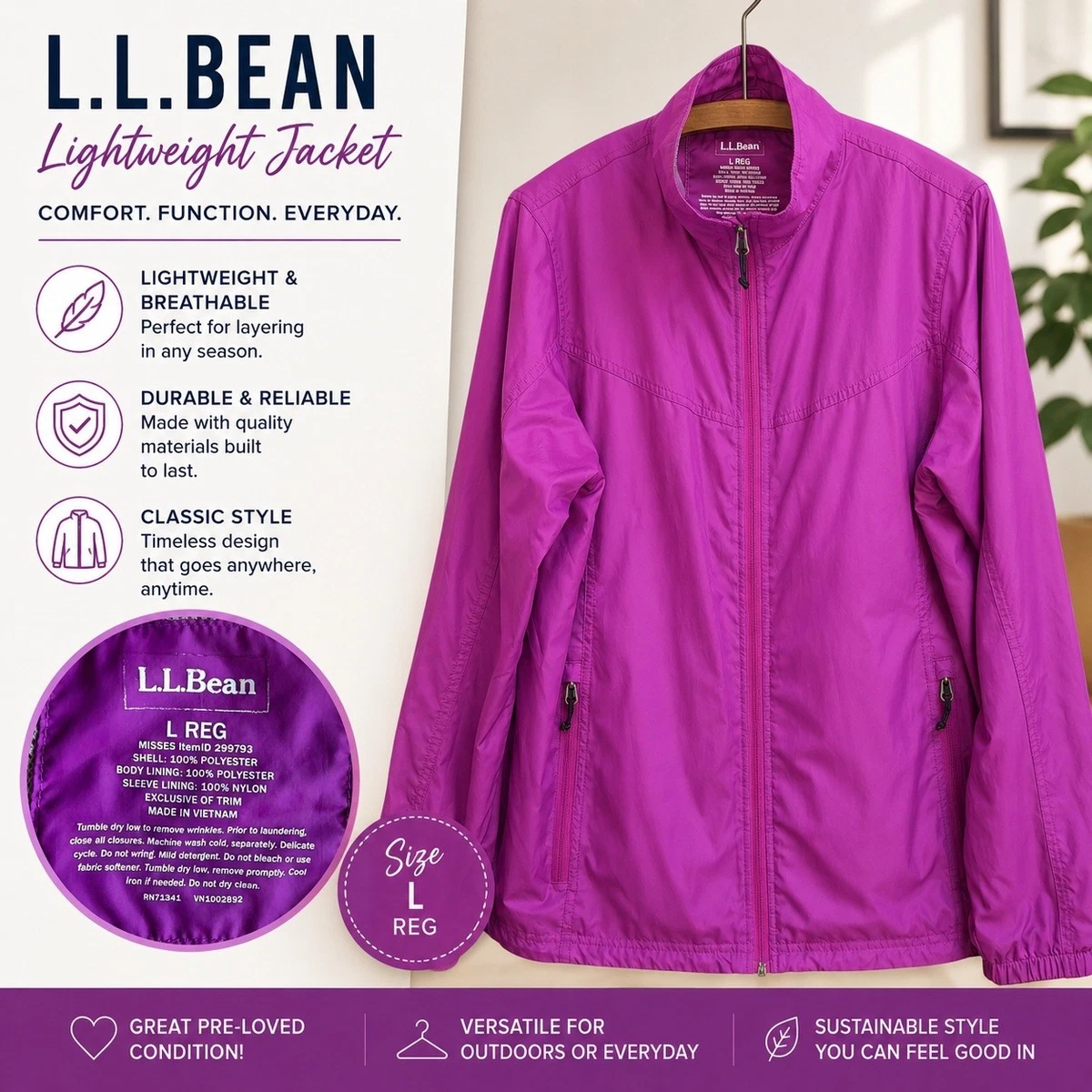 L.L. Bean Purple Coats, Jackets & Vests for Women for sale - eBay