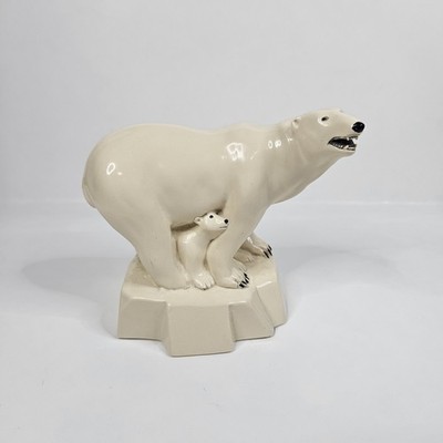Cultured Ivory Polar Bear Carving Sculpture Company mom & babies By Cook