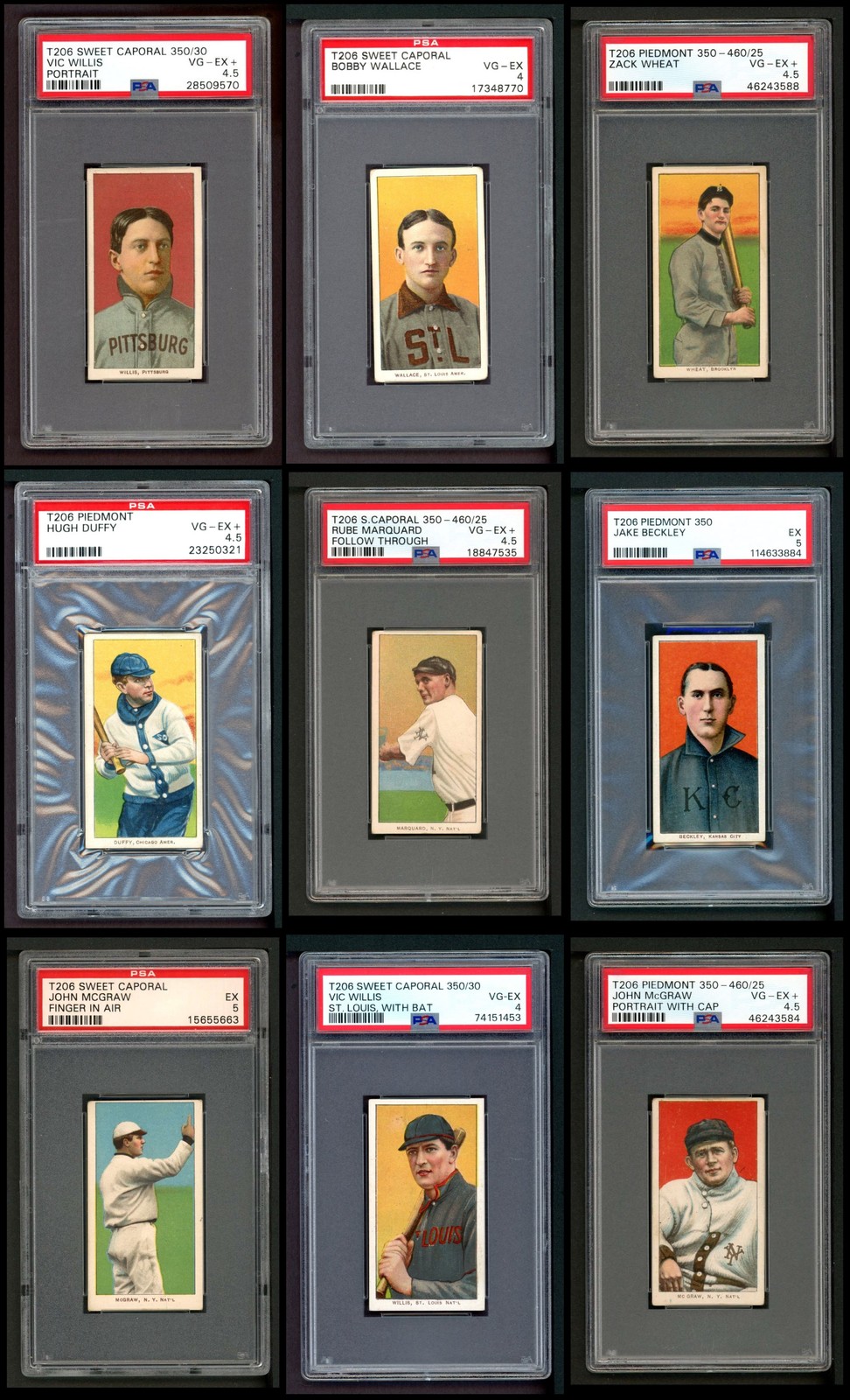 1909 T206 All-PSA Near Complete Set / Lot 5 - EX 7187770 (162 / 525 cards)