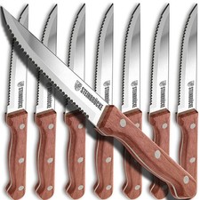 Elemake Set - Wooden Handle Knives Set For Kitchen Serrated Knives