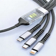 120CM/3-in-1 Bold Fast Charging Cable Universal Cell Phone USB Charger Cord